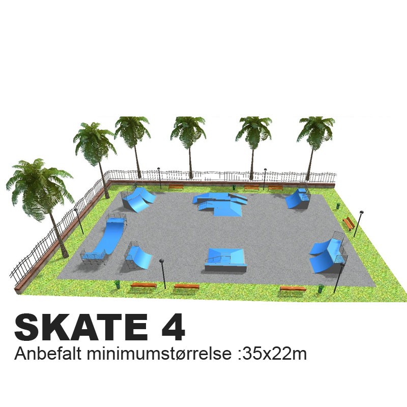 Her begynner det å bli alvor. SKATE 4-5-6 er for viderekomne. Det betyr ikke at det ikke er en park for alle, men flere av elementene er større og mer krevende