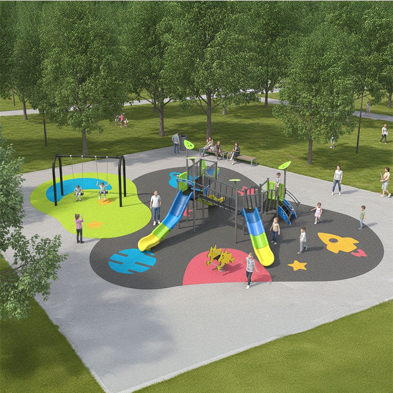 Dersom du leter etter et god tilbud på en lekeplass med liteveldokehold og masse lekerverdi har du her en super pakke. Perfekt for et større nærmiljøanlegg, skole eller park.