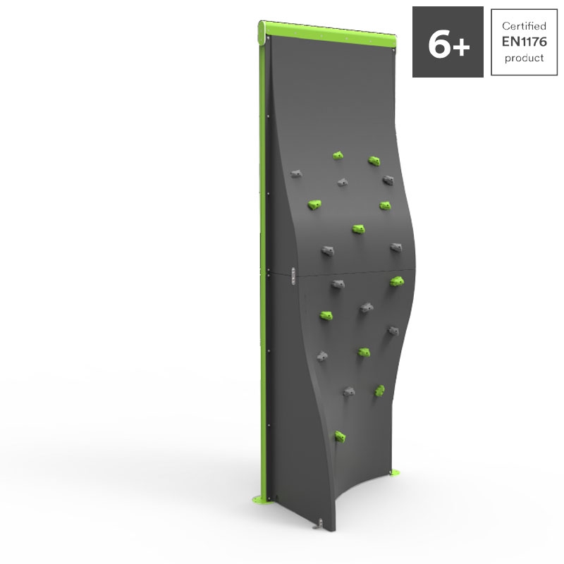 Med ROKO sine modulære elementer har vi klart å omdanne klatring og buldring til en lek og bringe den inn i urbane rom. Frittstående modul som vil blie et blikkfang på lekeplassen.